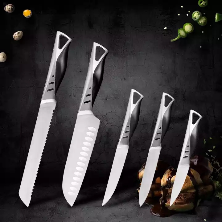2022 Vroča prodaja Novo oblikovanje rezila Ročaj 5-delni nož iz nerjavečega jekla Kuhinjski nož Set 