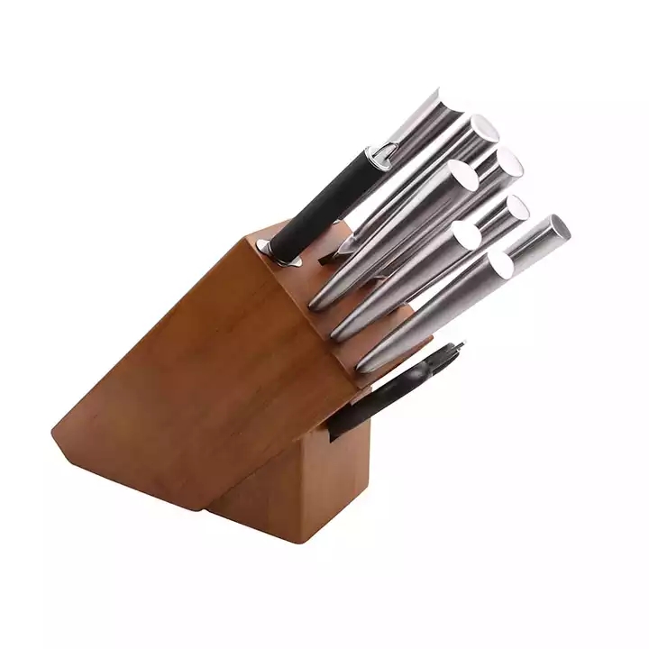 Vroča prodaja visoke stopnje 10 kosov Kuhinjski noži iz nerjavečega jekla Kuhinjski noži Set z lesenim nožem Block 